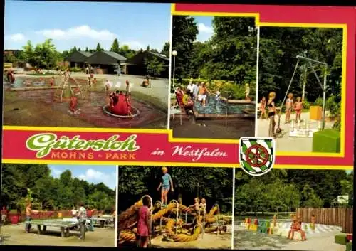 Ak Gütersloh in Westfalen, Mohns-Park, Wappen, Spielplatz, Wassertretbecken, Tischtennis