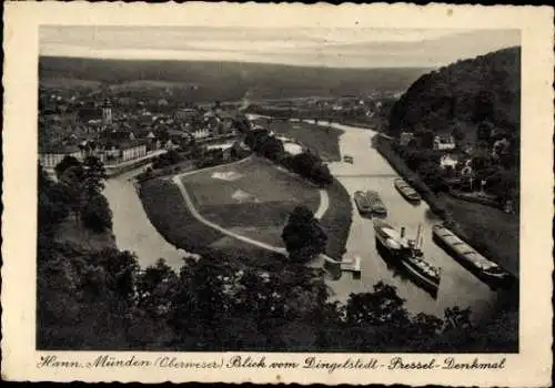 Ak Hann. Münden in Niedersachsen, Zusammenfluss, Blick vom Dingelstedt Pressel Denkmal