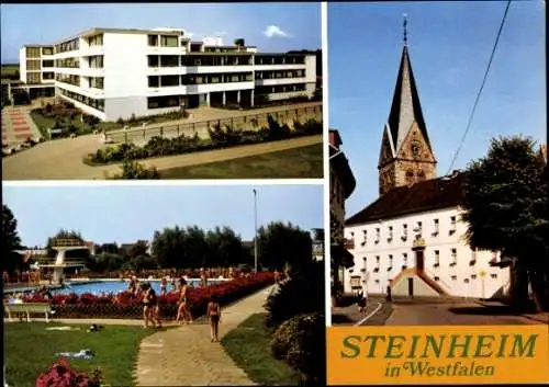 Ak Steinheim in Westfalen, Kirche, Freibad, St.-Rochus-Krankenhaus