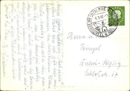 Ak Krün in Oberbayern, Totalansicht, Zugspitze