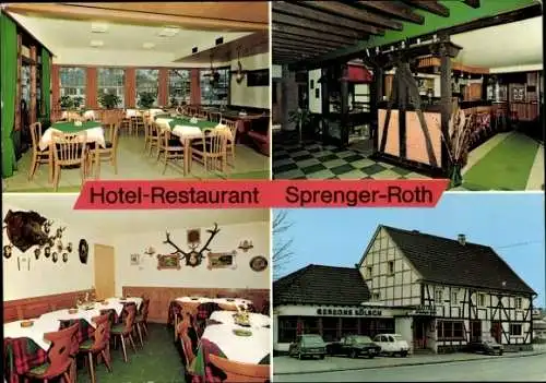 Ak Hartegasse Lindlar im Oberbergischen Kreis, Hotel Restaurant Sprenger Roth, Geweihe