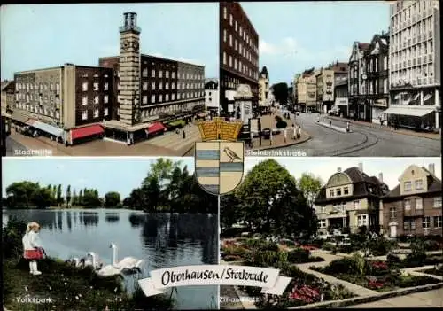 Ak Sterkrade Oberhausen am Rhein, Stadtmitte, Steinbrinkstraße, Volkspark, Zilianplatz