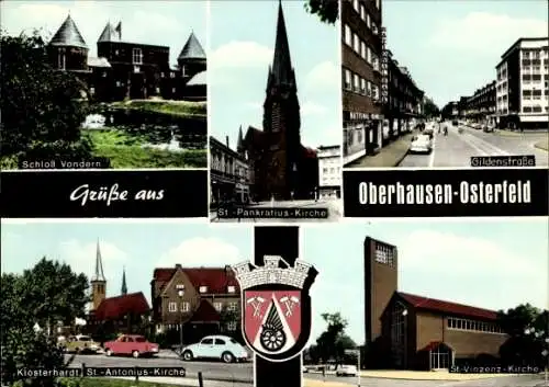 Ak Osterfeld Oberhausen im Ruhrgebiet Westfalen, Wappen, Schloss Vondern, St. Pankratius-Kirche