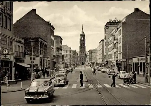 Ak Krefeld am Niederrhein, Rheinstraße, Turm, VW Käfer