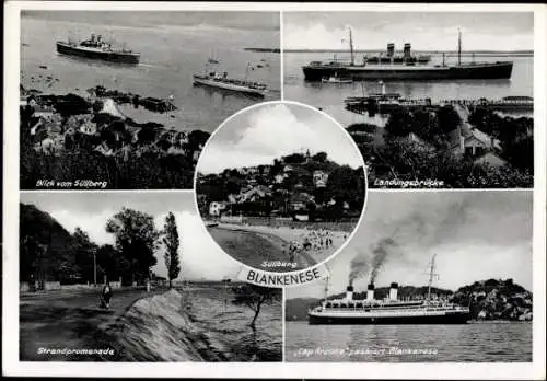 Ak Hamburg Altona Blankenese, Verschiedene Ansichten von Dampfern, Landungsbrücke, Promenade