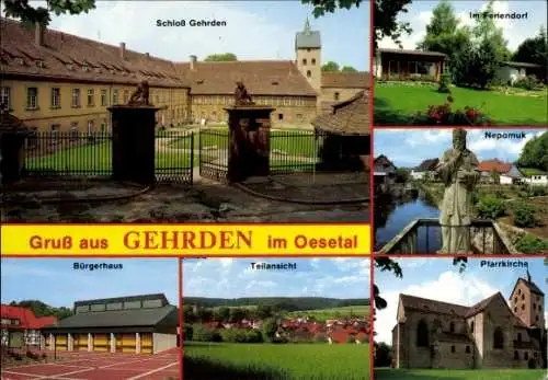 Ak Gehrden Brakel in Westfalen, Oesetal, Schloss Gehrden, Feriendorf, Nepomuk, Pfarrkirche