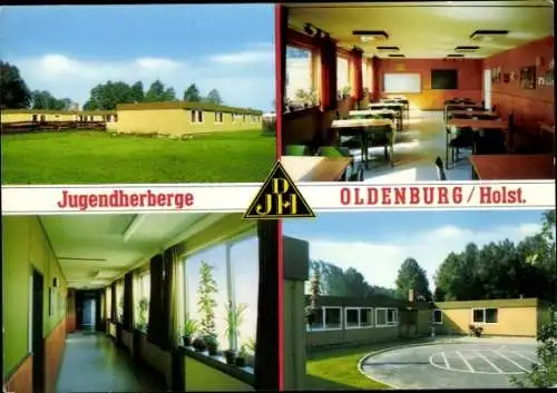 Ak Oldenburg in Holstein, Jugendherberge, Außenansicht, Innenräume