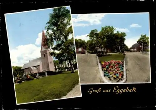 Ak Eggebek in Schleswig, Kirche, Blumenbeet