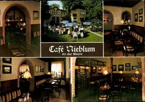 Ak Nieblum auf der Insel Föhr Nordfriesland, Café Nieblum, Innenräume, Garten