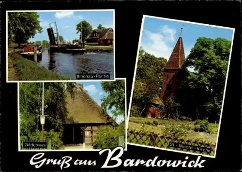 Ak Bardowick Niedersachsen, Ilmenau Partie, St Nicolei Kirche, Gildehaus