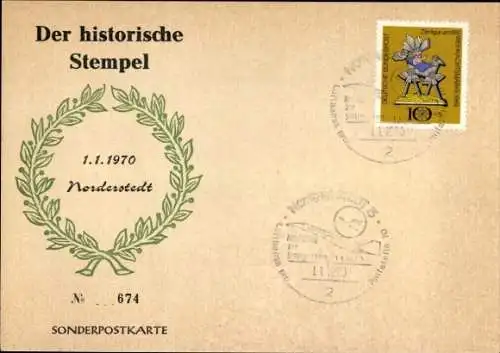 Ak Norderstedt in Schleswig-Holstein, historischer Stempel, 1.1.1970, Sonderpostkarte