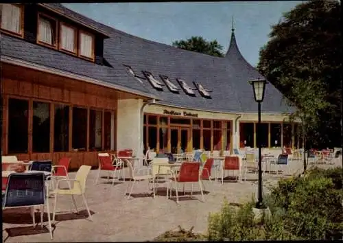 Ak Dobrock Wingst in Niedersachsen, Landgasthof Forsthaus Dobrock, Außengastronomie