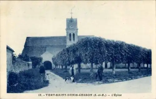 Ak Cesson Seine et Marne, Vert-Saint-Denis, Kirche