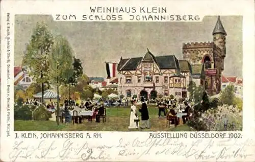 Künstler Ak Düsseldorf am Rhein, Gewerbeausstellung 1902, Weinhaus Klein, Schloss Johannisberg