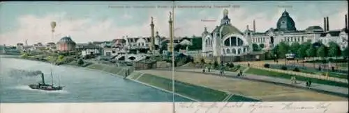 Klapp Ak Düsseldorf am Rhein, Panorama der internationalen Kunst und Gartenbauausstellung 1904