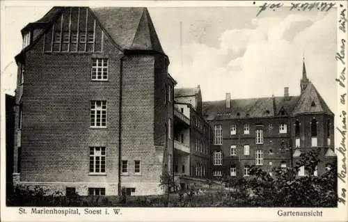 Ak Soest in Westfalen, St. Marienhospital, Garten