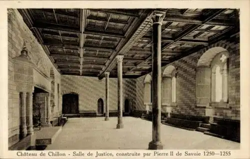 Ak Chillon Montreux Kanton Waadt, Schloss, Justizsaal