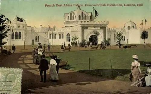 Ak London City England, Französisch-Britische Ausstellung 1908, Französisch-Ostafrika-Palast