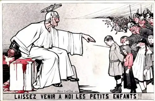 Künstler Ak Chatillon, Pierre, Laissez venir a mois les petits enfants, Karikatur, Kaiser Wilhelm II