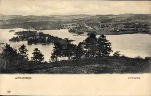 Ak Bowness on Windermere Cumbria England, Panorama