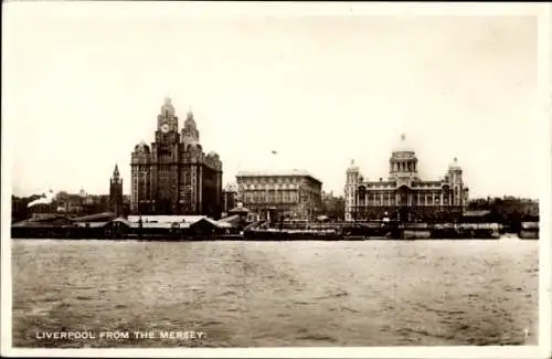 Ak Liverpool Merseyside England, Blick vom Mersey