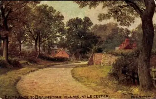 Künstler Ak Braunstone Leicestershire England, Eingang zum Dorf