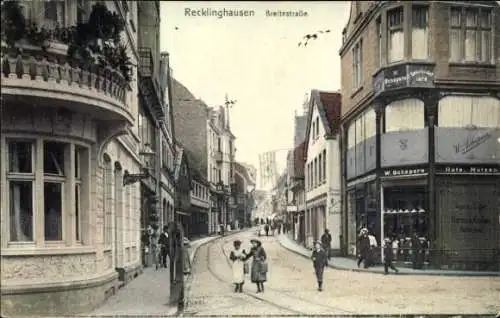 Ak Recklinghausen in im Ruhrgebiet, Breitestraße, Geschäft W. Schapers