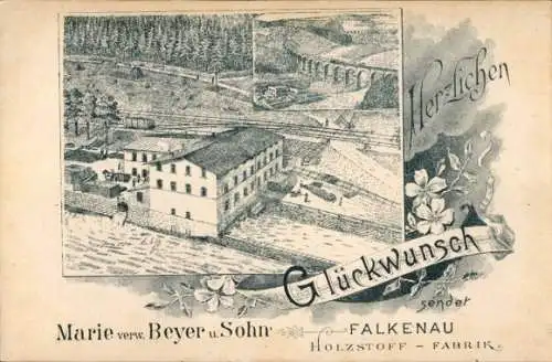 Litho Falkenau Flöha in Sachsen, Holzstofffabrik Emil Beyer