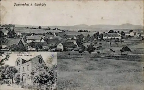 Ak Cunnersdorf Glashütte im Osterzgebirge, Gesamtansicht, Geschäftshaus