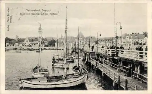 Ak Sopot Gdańsk Zoppot Danzig, Blick vom Seesteg auf das Kurhaus