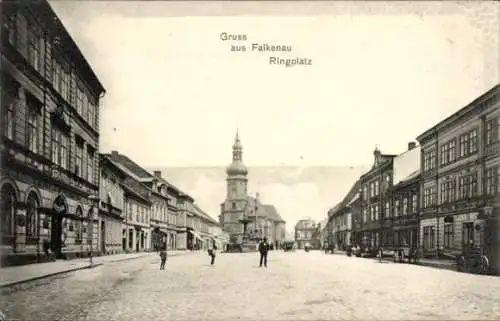 Ak Sokolov Falkenau an der Eger Region Karlsbad, Ringplatz, Kirche