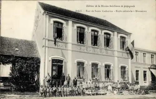 Ak Blumenau Brasilien, Kolonialschule, Bundesstaat Santa Catharina