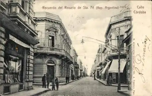 Ak Rosario de Santa Fé Argentinien, Calle Cordoba, Straßenpartie