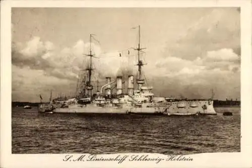 Ak Deutsches Kriegsschiff, S.M. Linienschiff Schleswig-Holstein, Kaiserliche Marine