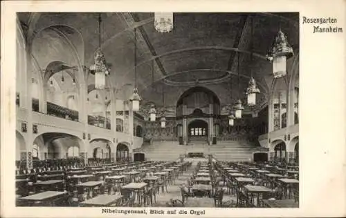 Ak Mannheim in Baden, Rosengarten, Nibelungensaal, Orgel