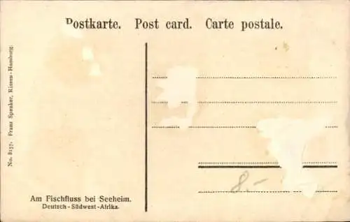 Ak Namibia Deutsch Südwestafrika, Fischfluss, Seeheim, Ruderboot