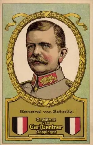 Ak General von Scholtz, Werbung, Carl Gentner, Fabrik