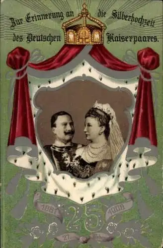 Präge Ak Silberhochzeit 1906, Kaiser Wilhelm II., Kaiserin Auguste Viktoria