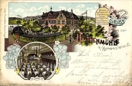 Litho Hohenstein Ernstthal in Sachsen, Hüttenmühle, Saal