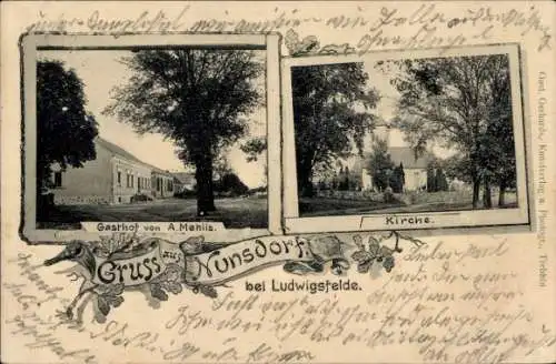 Ak Nunsdorf Zossen in Brandenburg, Kirche, Gasthof