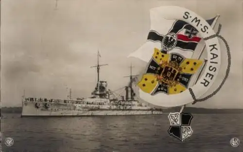 Ak Deutsches Kriegsschiff, SMS Kaiser, Großlinienschiff, Kaiserliche Marine