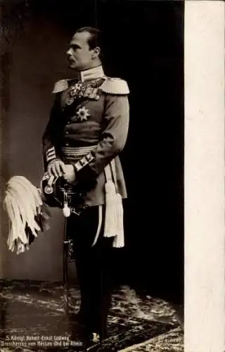 Ak Großherzog Ernst Ludwig von Hessen und bei Rhein, Standportrait, Paradeuniform