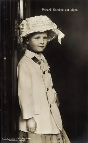 Ak Prinzessin Karoline zur Lippe, Portrait mit Hut