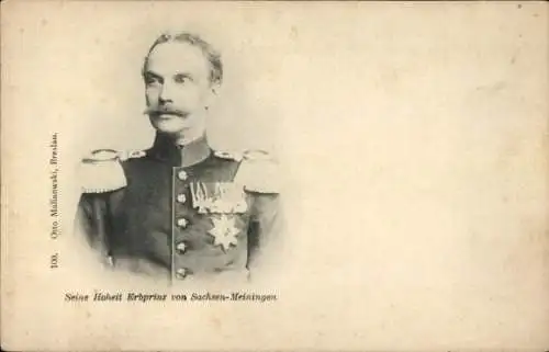 Ak Erbprinz von Sachsen-Meiningen, Porträt in Uniform