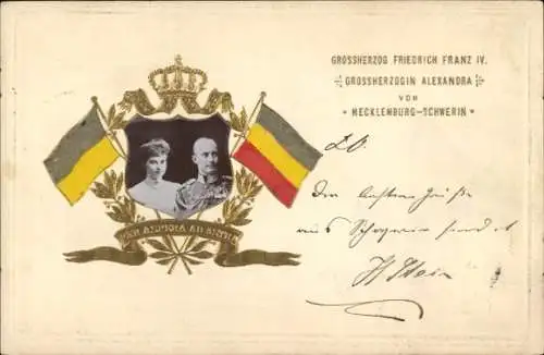 Präge Ak Großherzog Friedrich Franz IV. von Mecklenburg-Schwerin, Alexandra von Hannover