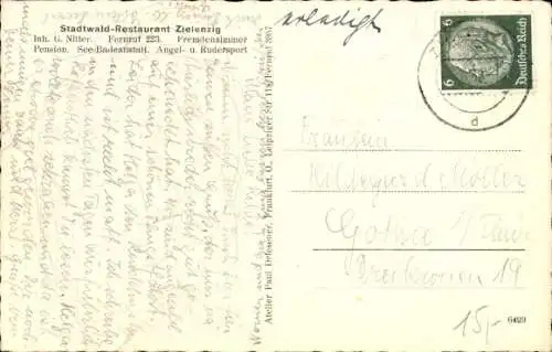 Ak Sulęcin Zielenzig Ostbrandenburg, Stadtwald Restaurant Zielenzig