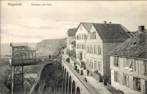 Ak Nordseeinsel Helgoland, Fahrstuhl und Falm