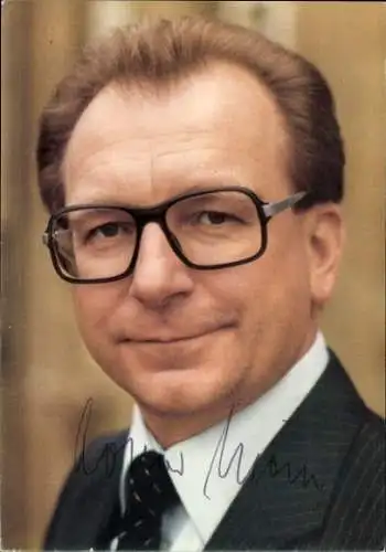 Foto Portrait Politiker Lothar Späth, Ministerpräsident Baden Württemberg, Autogramm
