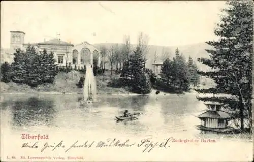 Ak Elberfeld Wuppertal, Zoologischer Garten, Teilansicht, Fontäne