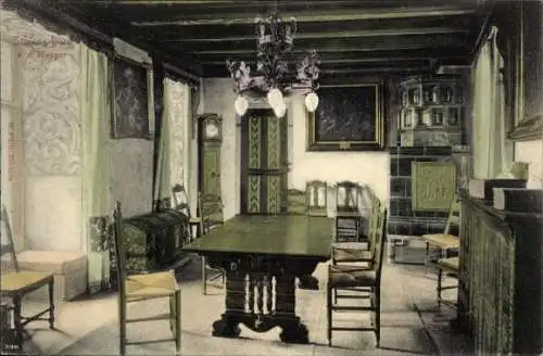 Ak Solingen im Bergischen Land, Schloss Burg, Truhe, Kachelofen, Standuhr